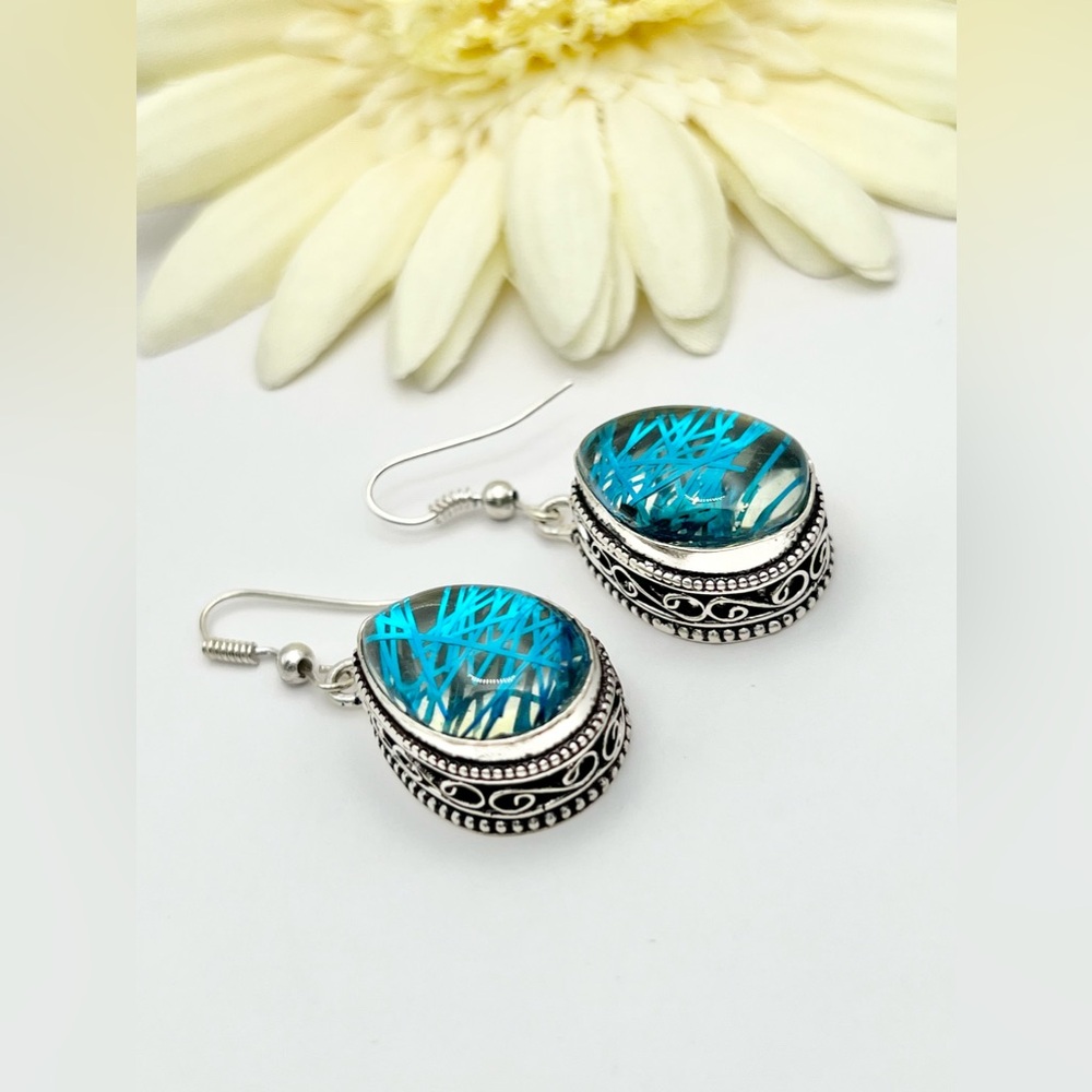 BLUE RUTILE EARRINGS - Picture 6 of 12